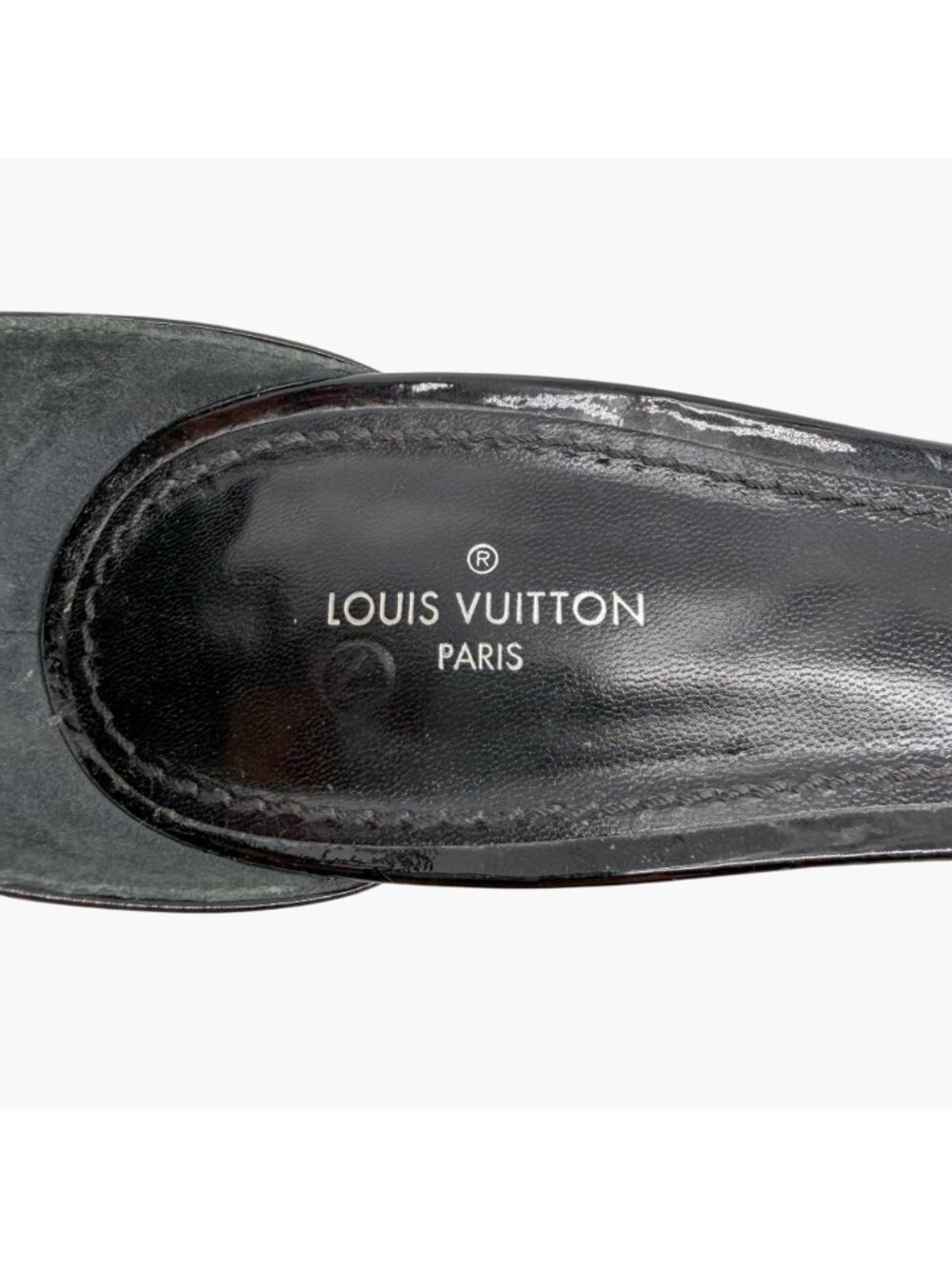 Louis Vuitton Silver Light LV Block Heel Sandals Black Patent Size 38.5 US 8.5 - Picture 14 of 15